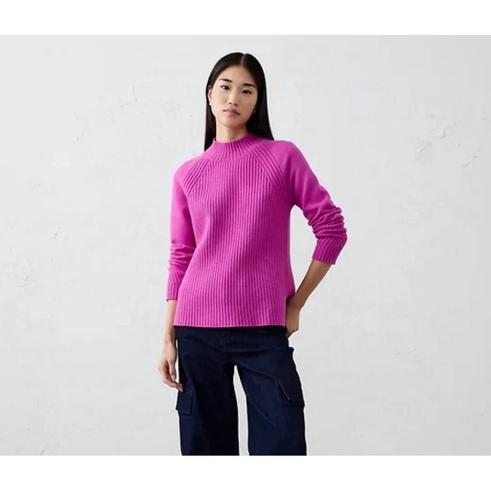 Banana Republic Women's NEW Ribbed Mock Neck Sweater Size XL Magenta Orchid
